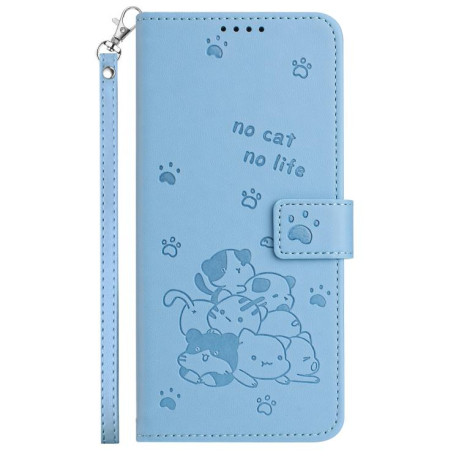 Чохол-книжка Embossed Kitten Phone Leather для Infinix Note 50 4G / 50 Pro 4G - синій