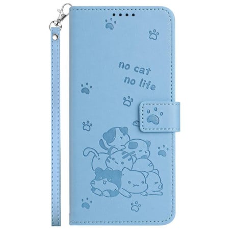 Чохол-книжка Embossed Kitten Phone Leather для OPPO Reno13 F/Reno13 FS- синій