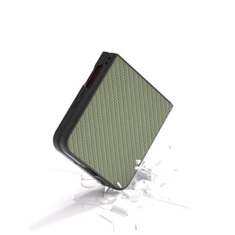 Ударозащитный чехол Carbon Fiber Texture Protective на Motorola Razr 60 Ultra - зелений
