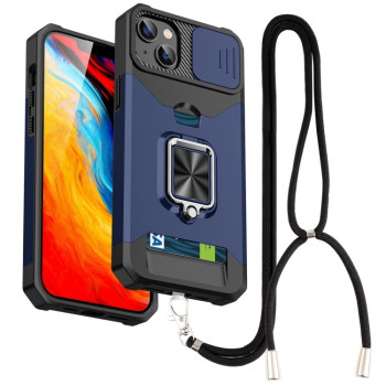 Противоударный чехол Sliding Camera Design для  iPhone 14 Plus - синий