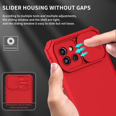Противоударный чехол Stereoscopic Holder Sliding для Samsung Galaxy A03 - красный