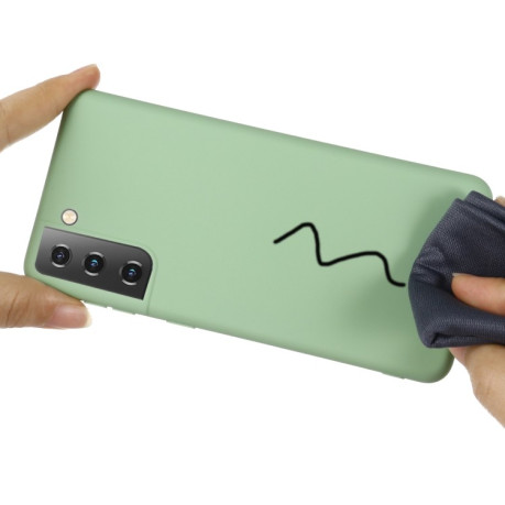 Силиконовый чехол Solid Color Liquid Silicone на Samsung Galaxy S21 - зеленый