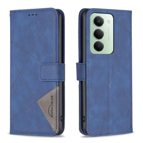 Чохол-книжка з фактурою Rhombus та магнітним хлястиком на Xiaomi Redmi 15 5G Global / 15 4G SEA 169.5mm - синій