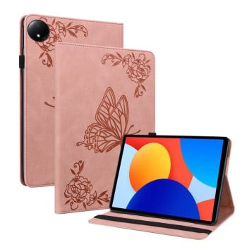 Чохол-книжка Butterfly Flower Embossed Leather на Xiaomi Redmi Pad SE 8.7 - рожеве золото