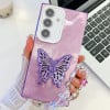 Противоударный чехол Plating Glitter Lens Film Texture Butterfly Holder Wristband для Samsung Galaxy S25 5G - Purple Tinfoil Texture