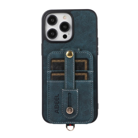 Протиударний чохол ABEEL Litchi Texture Card Bag для iPhone 15 Pro Max - синій