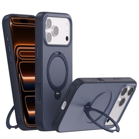 Чехол Contrast Color Rotation с подставкой 360 и Magsafe на iPhone 17 Pro Max - синий