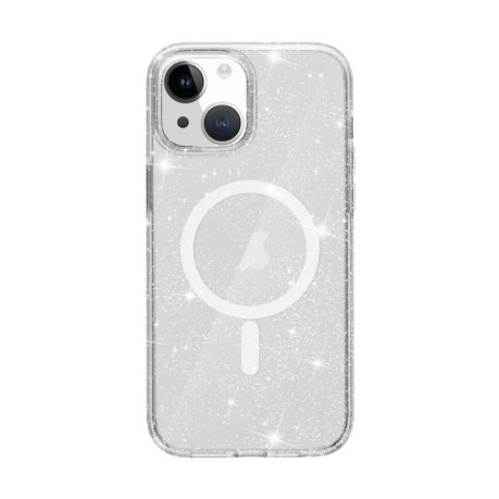 Противоударный чехол Terminator Style Glitter для iPhone 15 Plus - белый