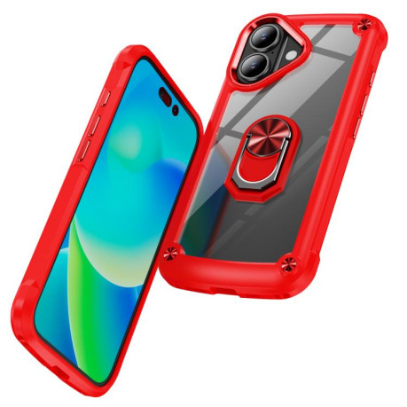 Противоударный чехол Acrylic Ring Holder на For iPhone 17 - красный