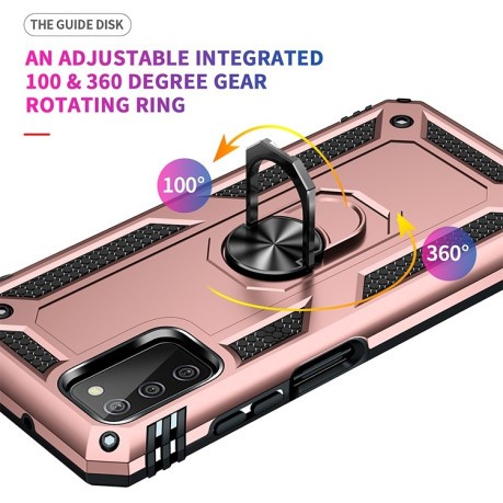 Противоударный чехол HMC 360 Degree Rotating Holder на Samsung Galaxy A03s - розовое золото
