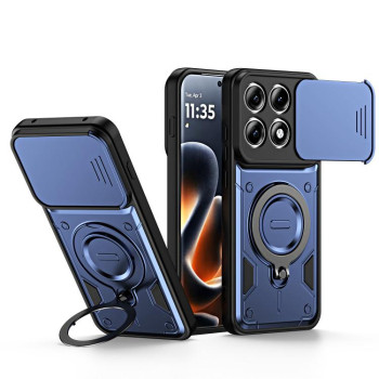 Чохол Ring Holder Lens Slide Cover з кільцем-тримачем і слайдером камери на Motorola Edge 70 Pro 5G — синій