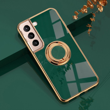 Чехол 6D Electroplating with Magnetic Ring для Samsung Galaxy S22 Ultra 5G - темно-зеленый