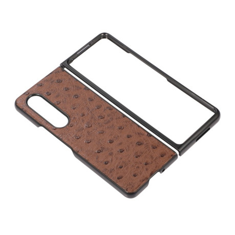 Противоударный чехол Ostrich Skin Texture для Samsung Galaxy Z Fold 3 - коричневый