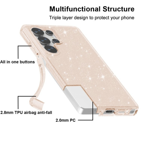 Противоударный чехол Terminator Style Glitter для Samsung Galaxy S25 Ultra 5G - золотой