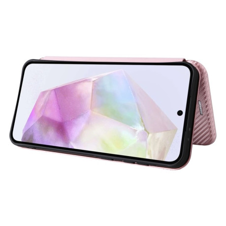 Чехол-книжка Carbon Fiber Texture на Samsung Galaxy A36 - розовый