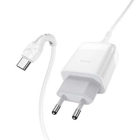 Зарядка Hoco C72Q Glorious QC3.0 18W (1USB-A) + кабель USB - Type-C - белая