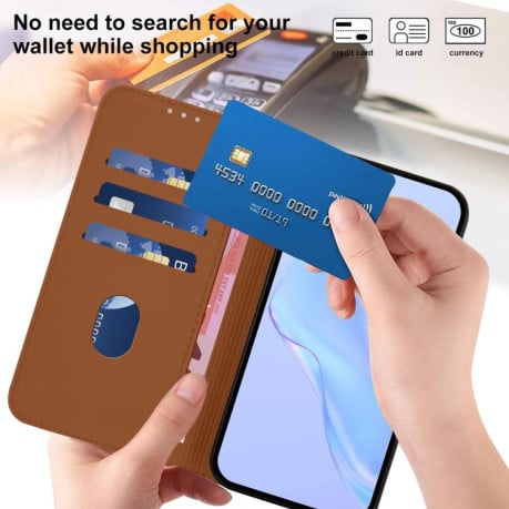 Чехол-книжка с мягким покрытием (Skin Feel) со шнурком на OPPO A5X 4G / 5G Global - коричневый