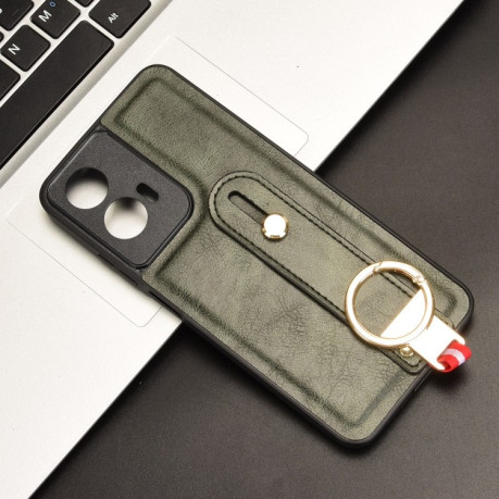 Противоударный чехол Wristband Leather Back для Motorola Moto G35 5G - зеленый