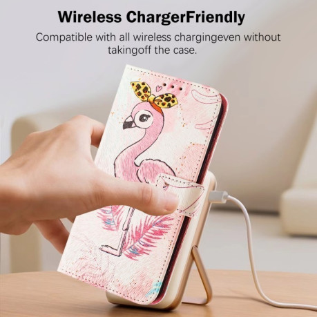 Чехол-книжка Colored Drawing Pattern для iPhone 16e - Flamingo