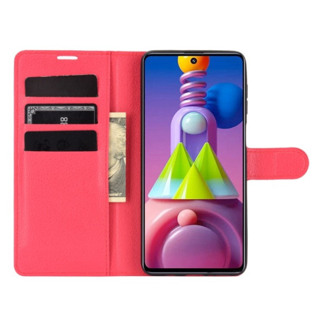 Чехол-книжка Litchi Texture на Samsung Galaxy M51 - красный