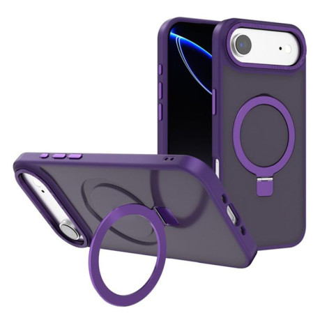 Противоударный чехол Kalebol Metal Lens Frame MagSafe Holder Frosted для iPhone Air - фиолетовый