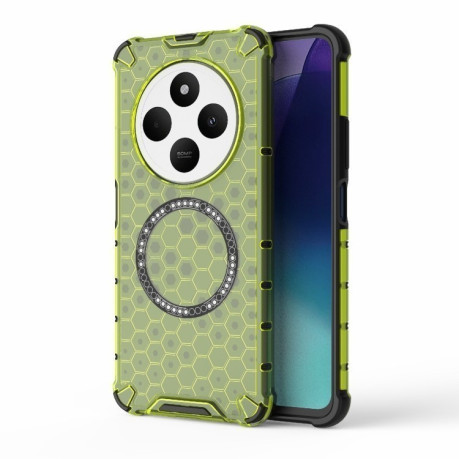 Противоударный чехол Honeycomb Magnetic Ring Shockproof на Xiaomi Redmi 14C 4G/Poco C75/Redmi A4 5G - зеленый