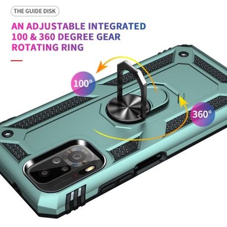 Противоударный чехол-подставка 360 Degree Rotating Holder на Xiaomi Redmi Note 10/10s/Poco M5s - зеленый
