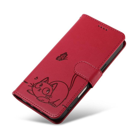 Чехол-книжка Happy Cat Pattern для Xiaomi Redmi A5 4G - красный