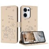 Чохол-книжка Embossed Kitten Phone Leather для OPPO Reno13 5G Global - бежевий