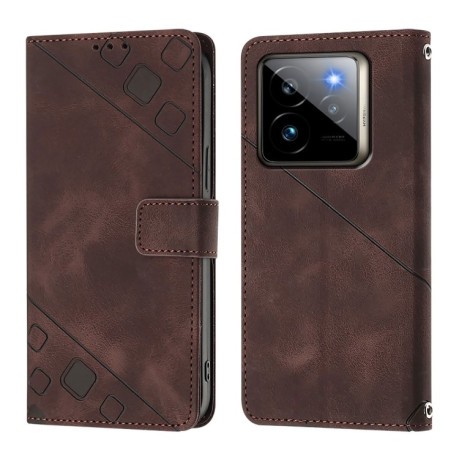 Чехол-книжка Skin-feel Embossed для Realme GT 7 Pro 5G - коричневый