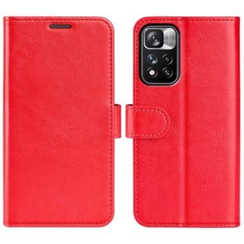Чохол-книжка з фактурою Litchi та магнітним хлястиком на Xiaomi Redmi Note 11 Pro 5G (China)/11 Pro+ - червоний