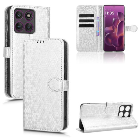 Чехол-книжка Honeycomb Dot для Motorola Edge 60 Pro - сріблястий