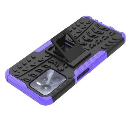 Противоударный чехол Tire Texture на Realme C35 - фиолетовый