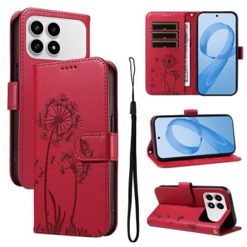 Чохол-книжка Dandelion Embossed Pattern Flip Leather для Xiaomi Redmi K90/Poco F8 Pro — червоний