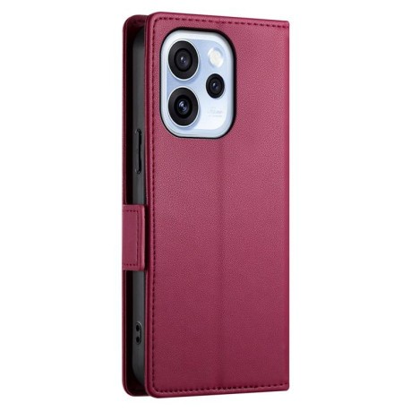 Чехол-книжка Side Buckle Magnetic Frosted Leather на OPPO Reno15 F 5G — бордовый
