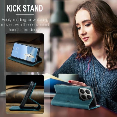 Чехол-книжка CaseMe-013 многофункциональный с кармашком на карт на Xiaomi 15T Pro - синий