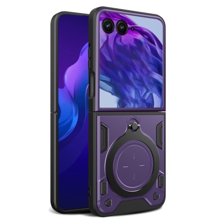 Противоударный чехол CD Texture Sliding Camshield Magnetic Holder на Motorola Razr 50 Ultra - фиолетовый
