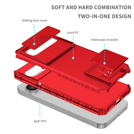 Противоударный чехол Stereoscopic Holder Sliding для Google Pixel 9 Pro XL - красный