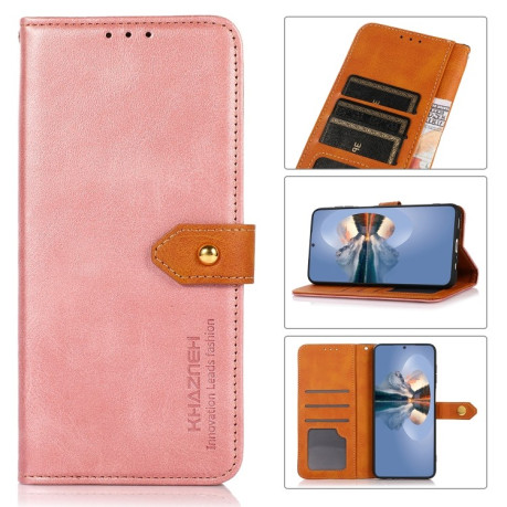 Чехол-книжка KHAZNEH Dual-color Cowhide для Samsung Galaxy A04 4G - розовое золото