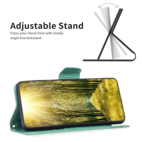 Чехол-книжка Butterflies Pattern для Samsung Galaxy A55 - зеленый