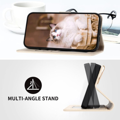 Чехол-книжка Cartoon Cats Leather для OPPO Reno13 Pro 5G Global - бежево-белый