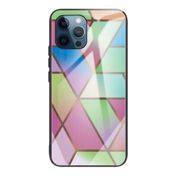 Противоударный стеклянный чехол Marble Pattern Glass на iPhone 13 Pro Max - Rhombus Gradient