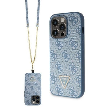 Оригинальный чехол Guess Crossbody Metal Logo для iPhone 15 Pro - Blue(GUHCP15LP4TDSCPB)