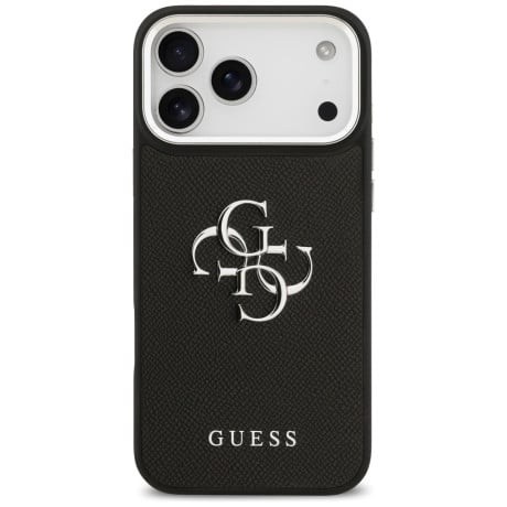 Оригинальный чехол Guess Grained Big 4G Classic Logo на iPhone 17 Pro Max - black