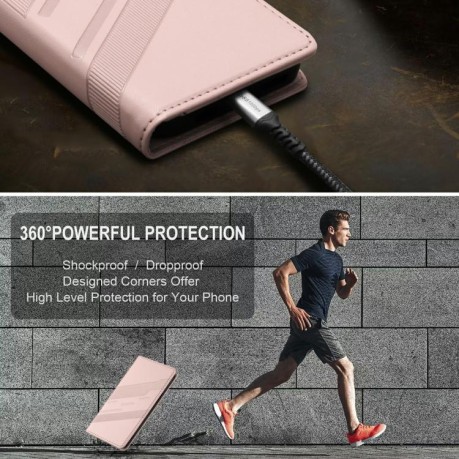 Чехол-книжка Embossed Multi-functional Wallet Retro Leather на Realme GT7 Pro - розовый