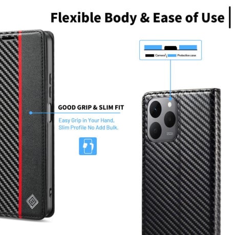 Чехол-книжка LC.IMEEKE Carbon Fiber на Xiaomi 15T 5G - Black