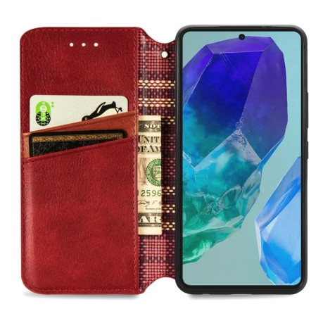 Чехол-книжка Cubic Grid для Samsung Galaxy A16 5G - красный