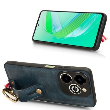 Противоударный чехол Wristband Leather Back для Infinix Smart 8 Plus / Smart 8 Pro - синий