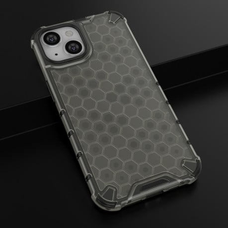 Противоударный чехол Honeycomb with Neck Lanyard для iPhone 15 - черный