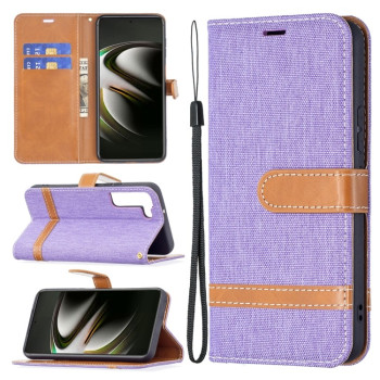 Чохол-книжка Color Matching Denim Texture Samsung Galaxy S22 5G - фіолетовий